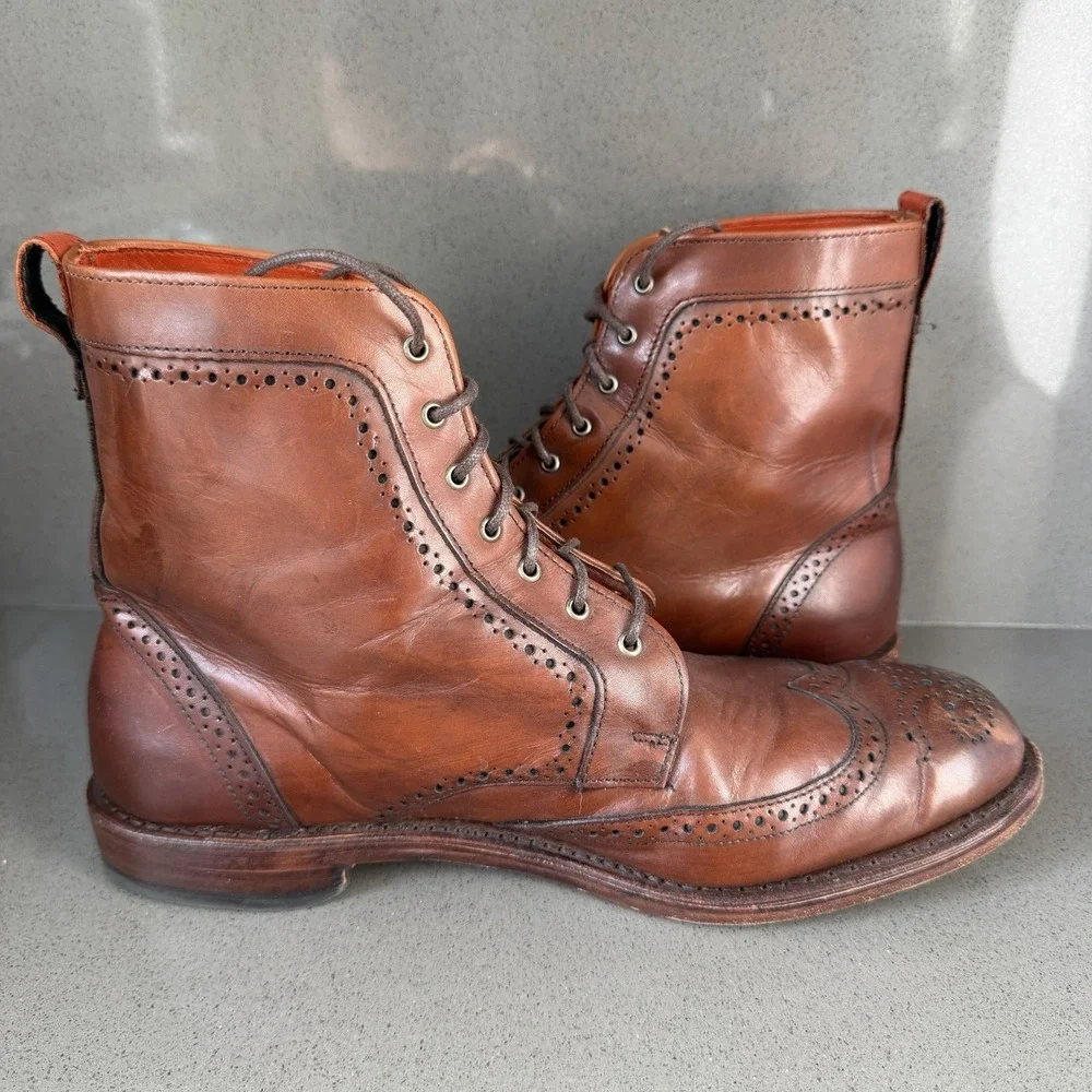 Allen Edmonds Dalton Boots Mens 11 D Dark Chili Leather Wingtip Brogue Dress